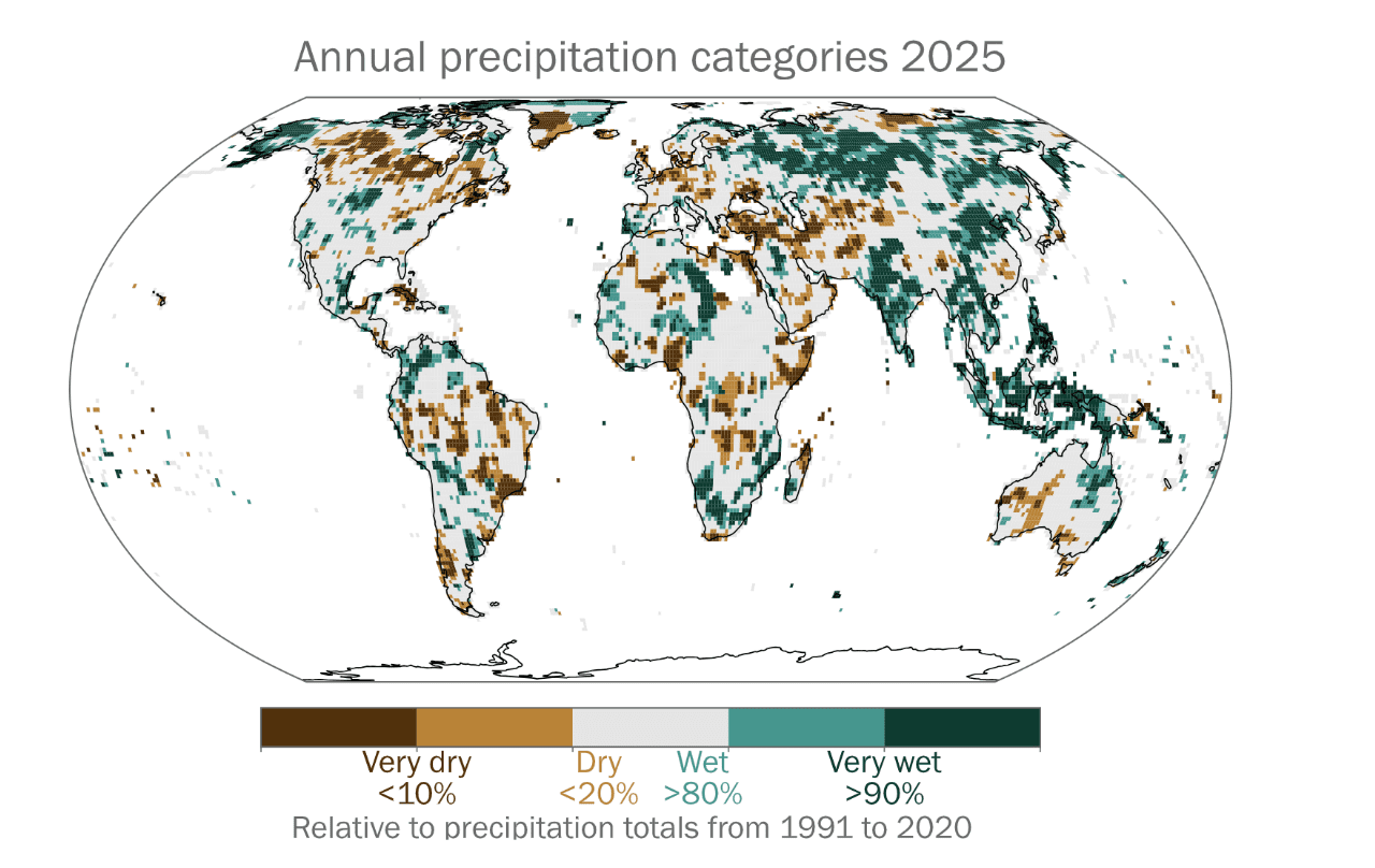 Precipitation anomalies 2025 climate report